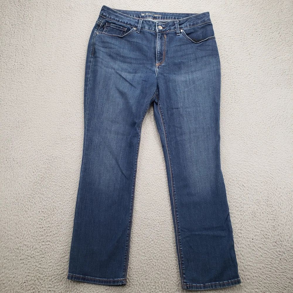 Lee Jeans Womens 14 Short Blue Straight‎ Leg High Rise Distressed Pockets Casual